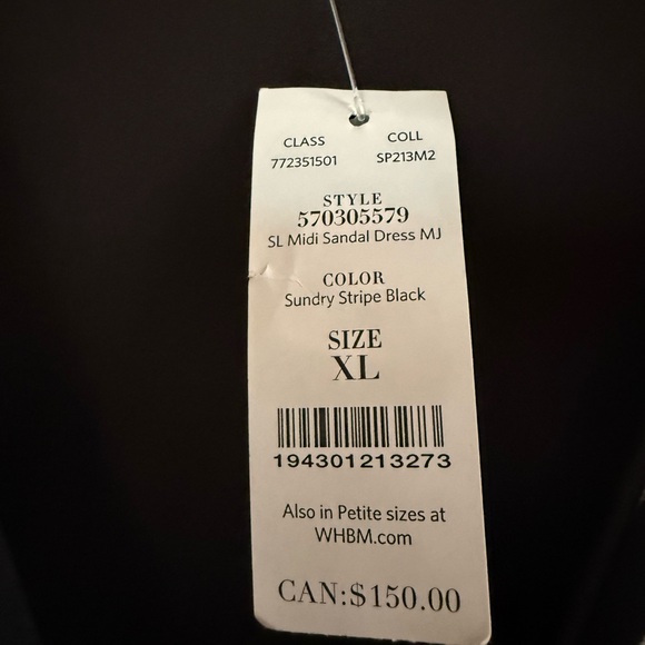 White House Black Market Striped Faux Wrap Midi Dress Size XL NWT - Picture 7 of 7